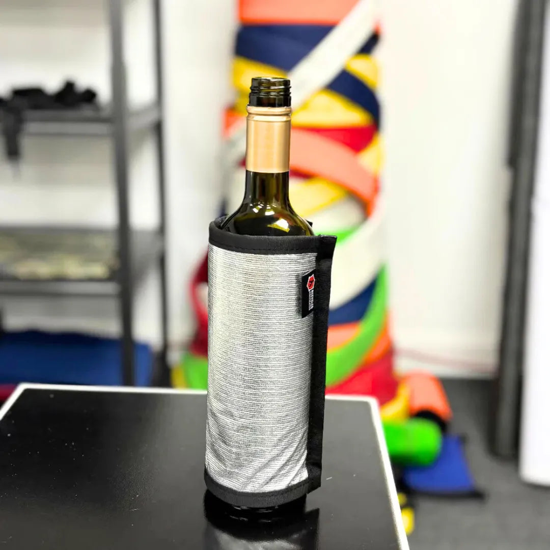 Recycled Firefighter Firehose Wine Bottle Cover — product view 6