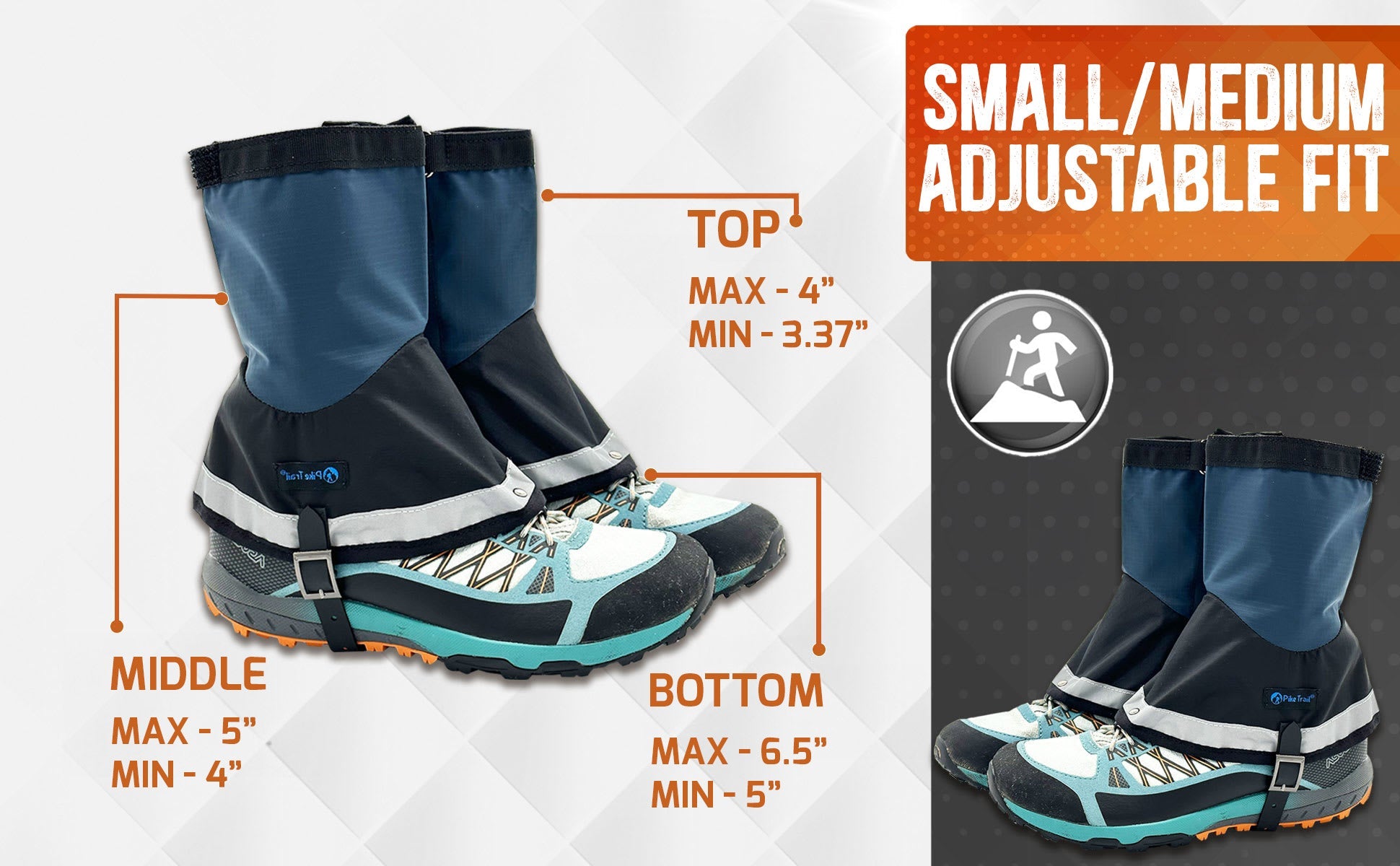Pike Trail Mid Length Gaiters Small/Medium Adjustable Fit by Pike Trail