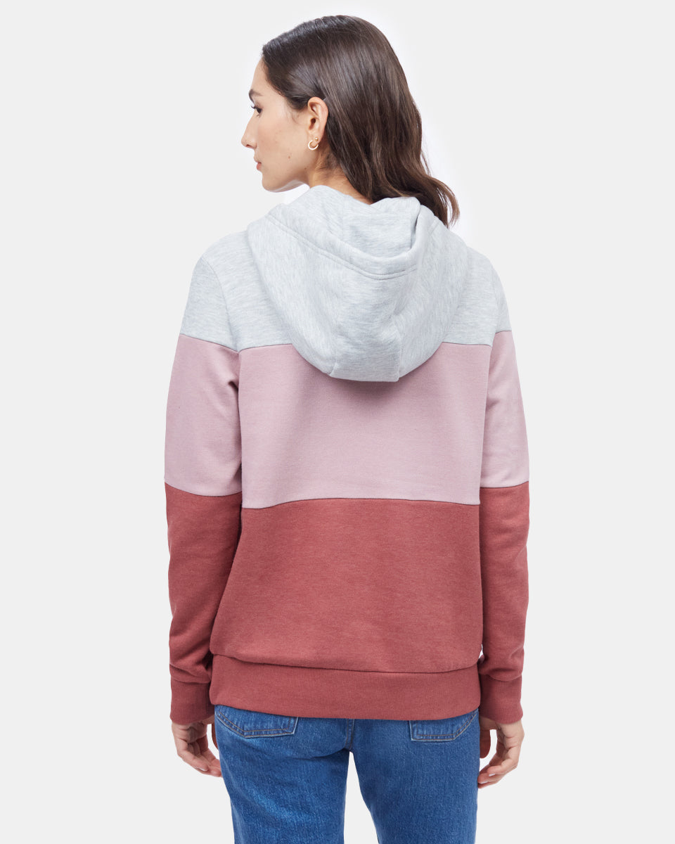 Tentree Blocked Banshee Hoodie - Hi Rise Grey Heather Orchid Pink Apple Butter Red