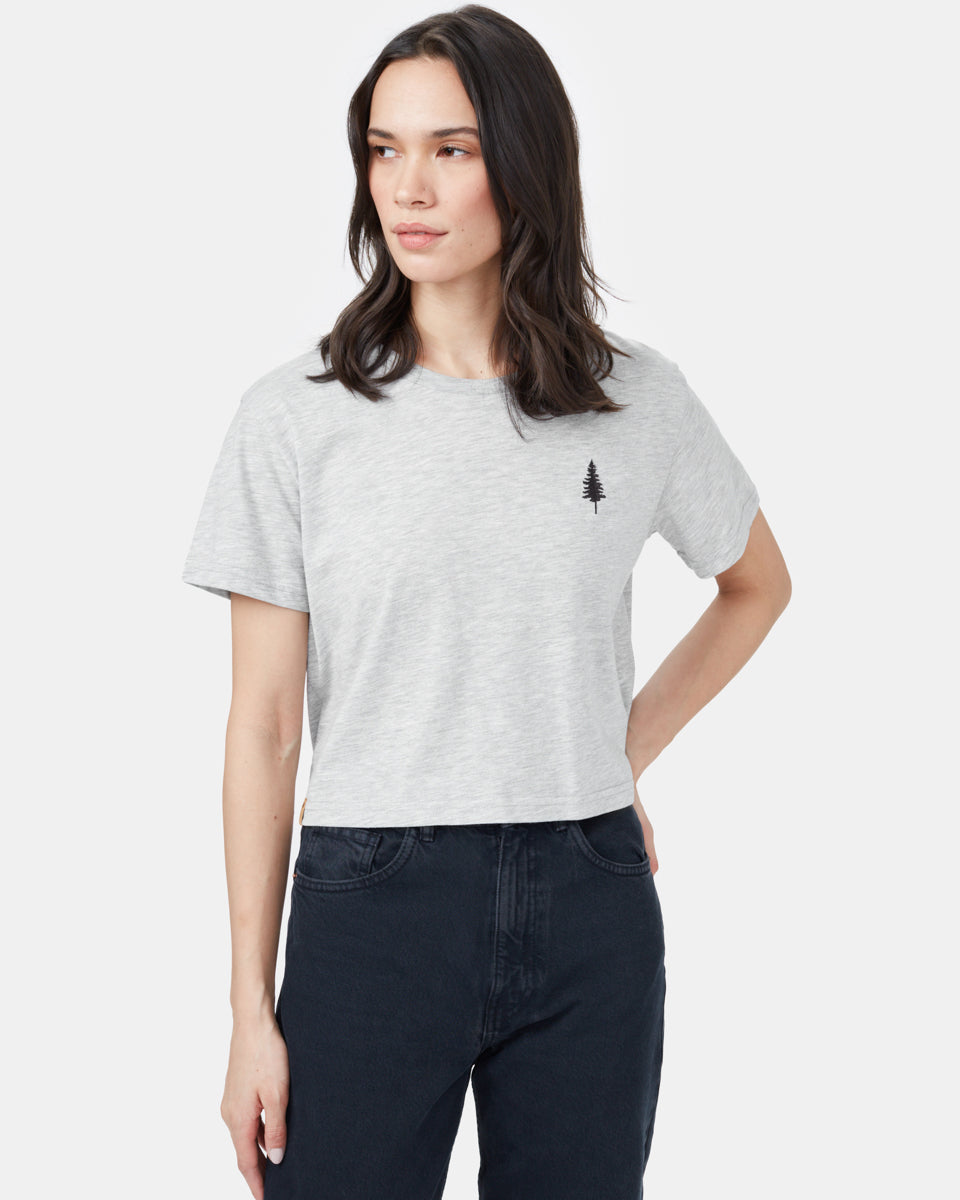 Tentree Golden Spruce Crop T-Shirt - Hi Rise Grey Heather