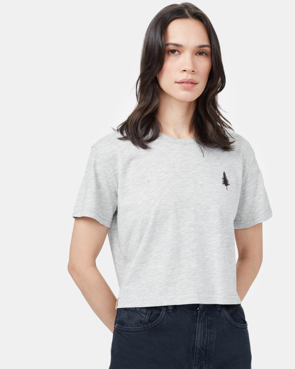 Tentree Golden Spruce Crop T-Shirt - Hi Rise Grey Heather