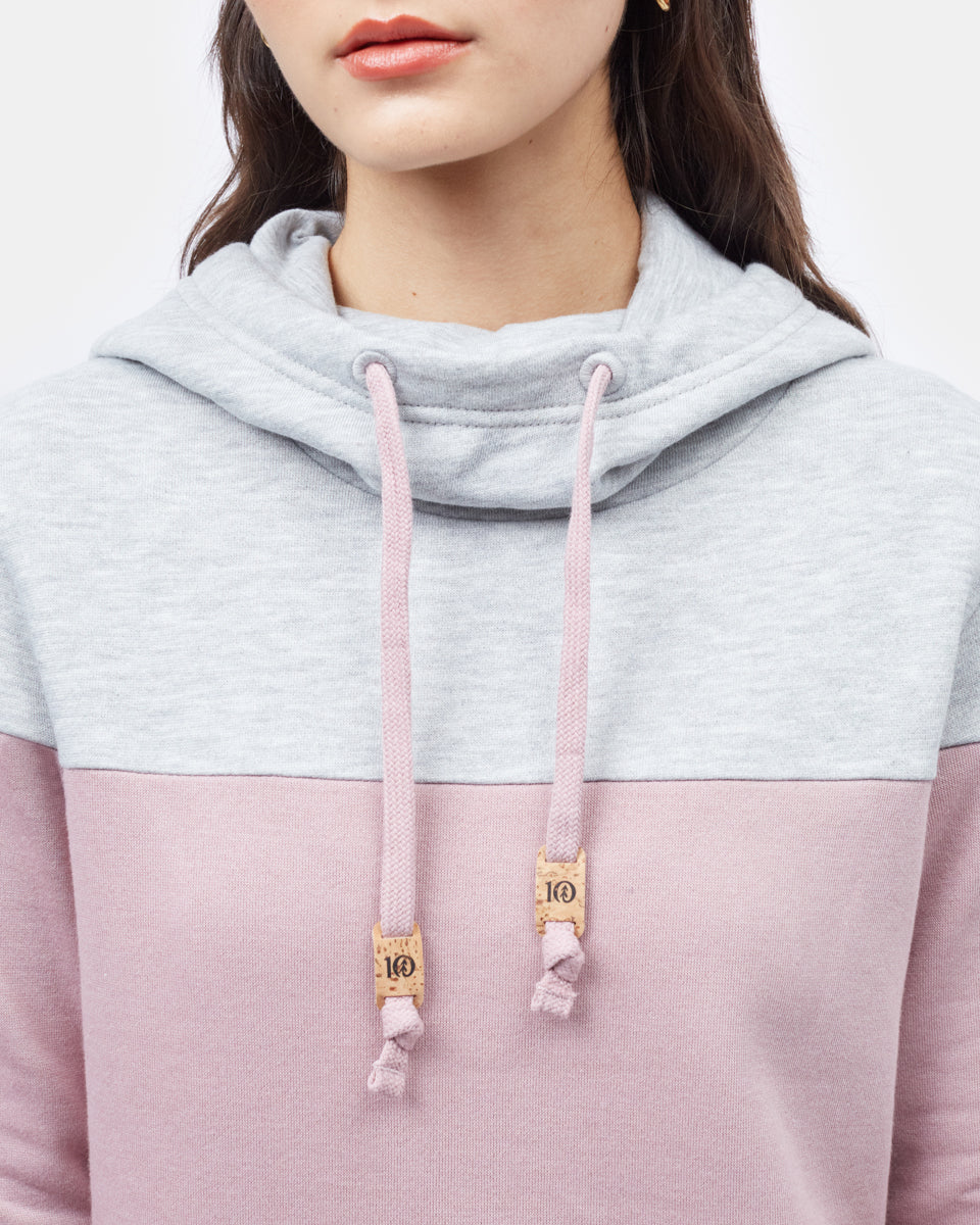 Tentree Blocked Banshee Hoodie - Hi Rise Grey Heather Orchid Pink Apple Butter Red