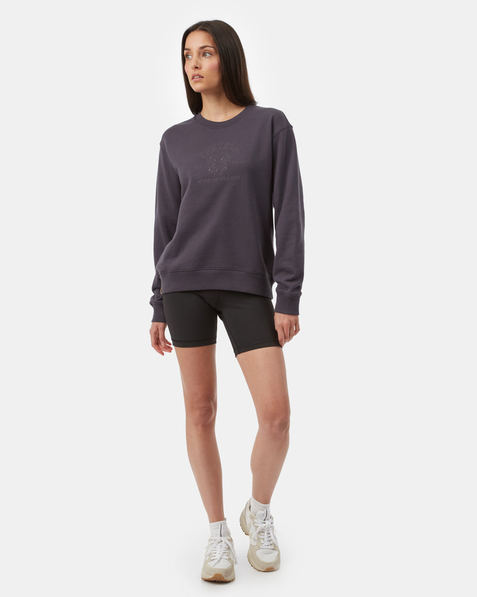 Tentree Women's Embroidey Crew - Periscope Grey