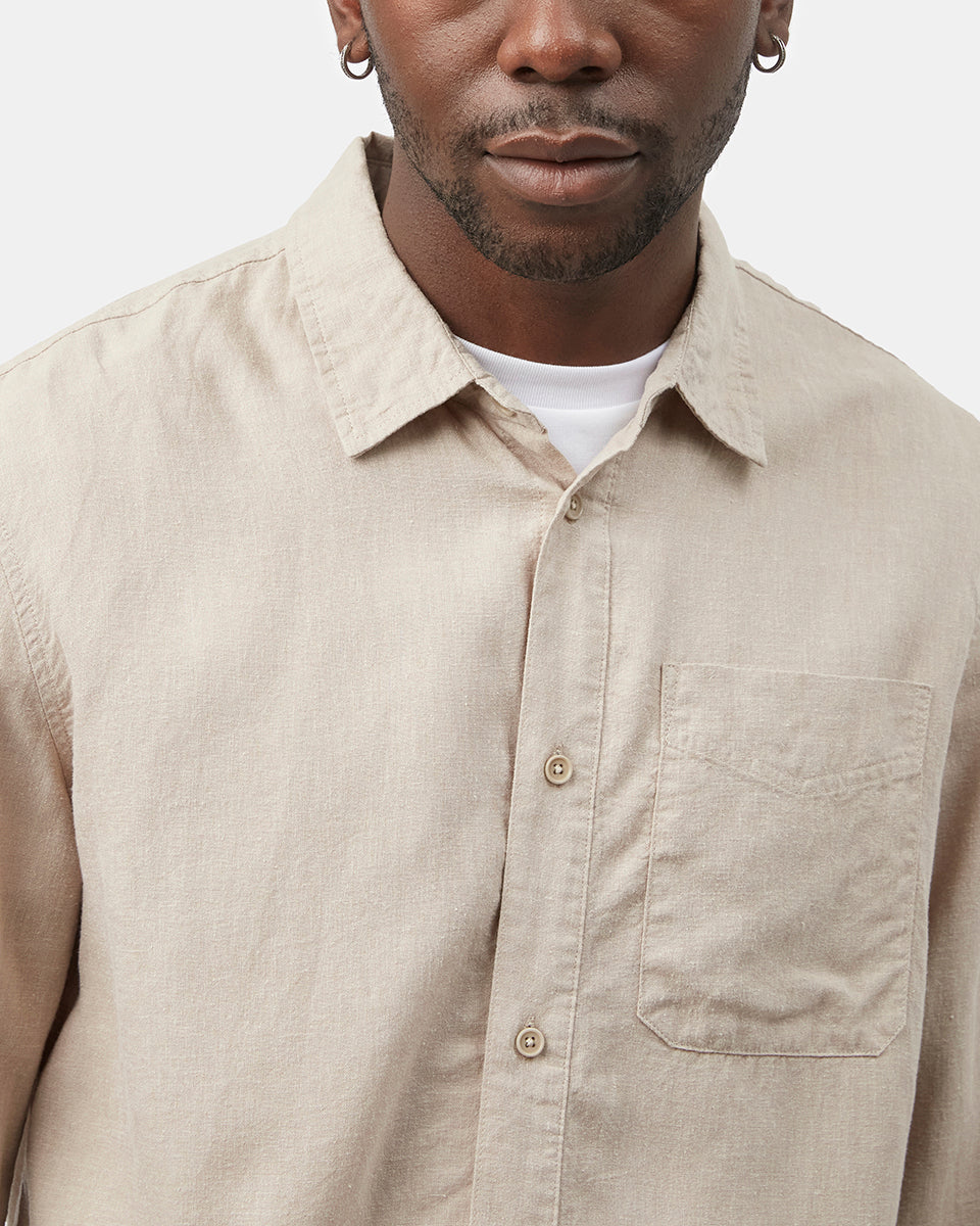 Tentree Hemp Button Front Shirt - Oatmeal