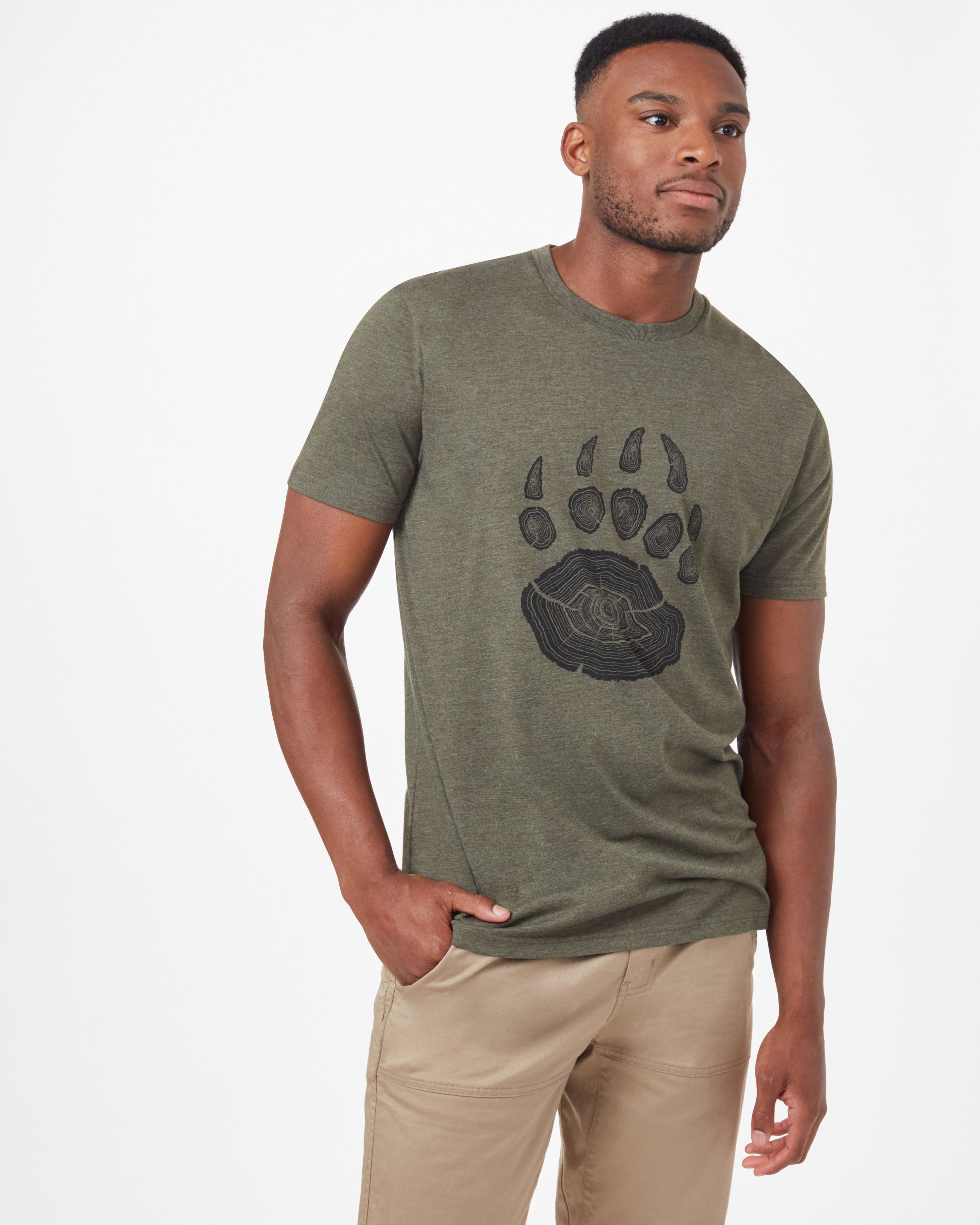 Tentree Men's Bear Claw T-Shirt - Olive Night Green Heather