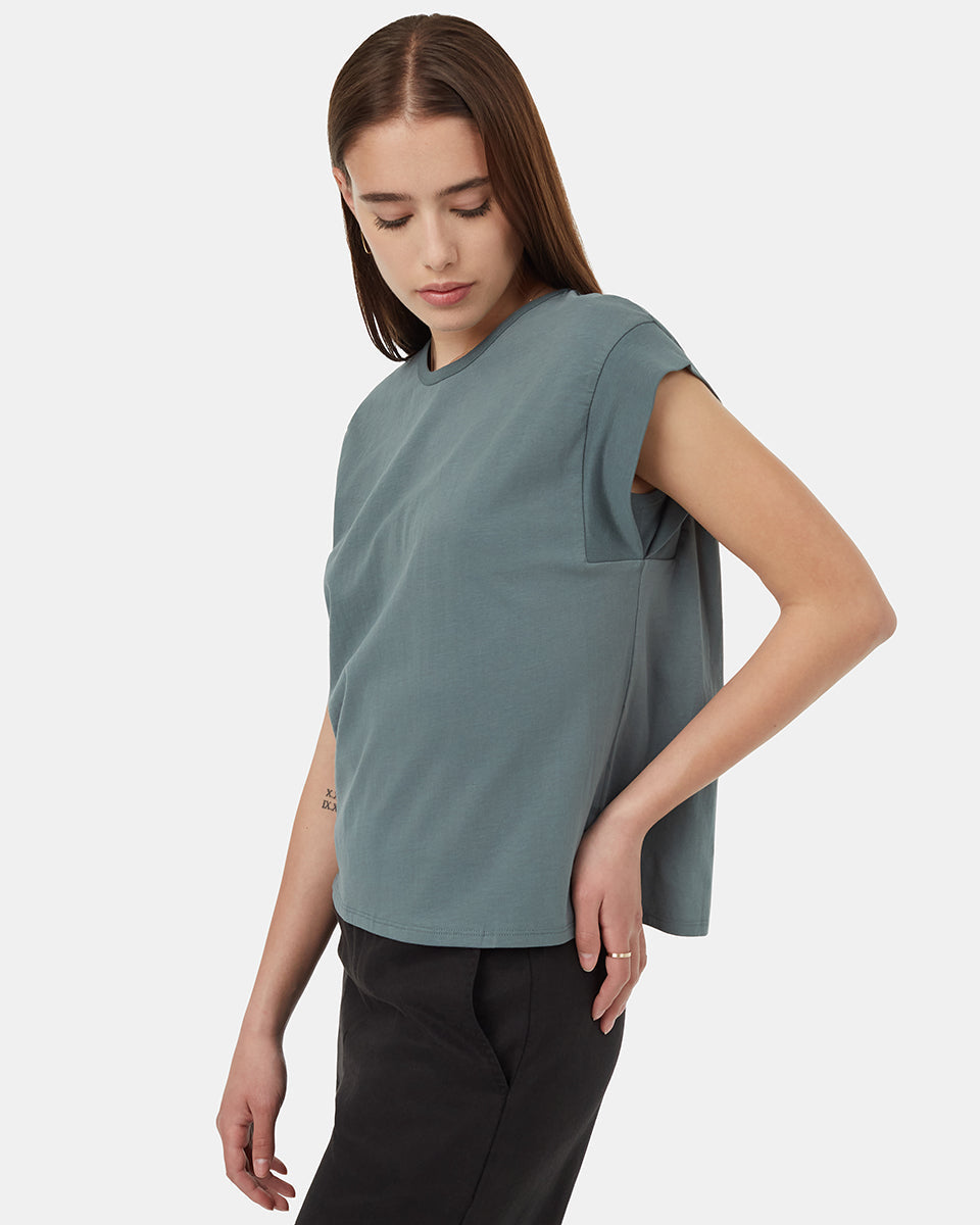 Tentree Women's Regenerative Extended Shoulder Tank - Light Urban Green