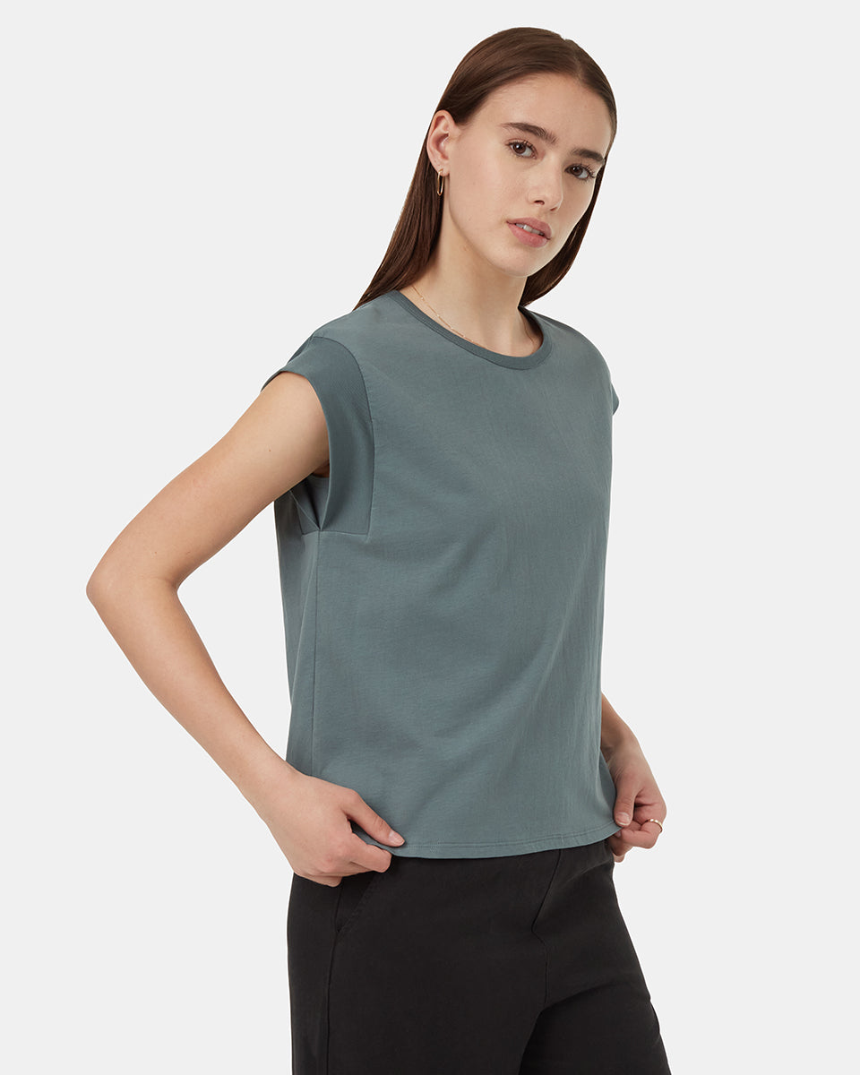 Tentree Women's Regenerative Extended Shoulder Tank - Light Urban Green