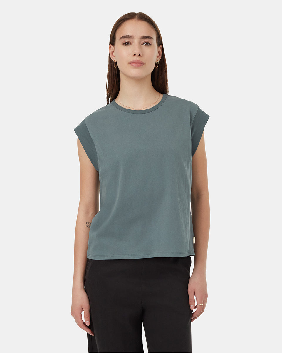 Tentree Women's Regenerative Extended Shoulder Tank - Light Urban Green