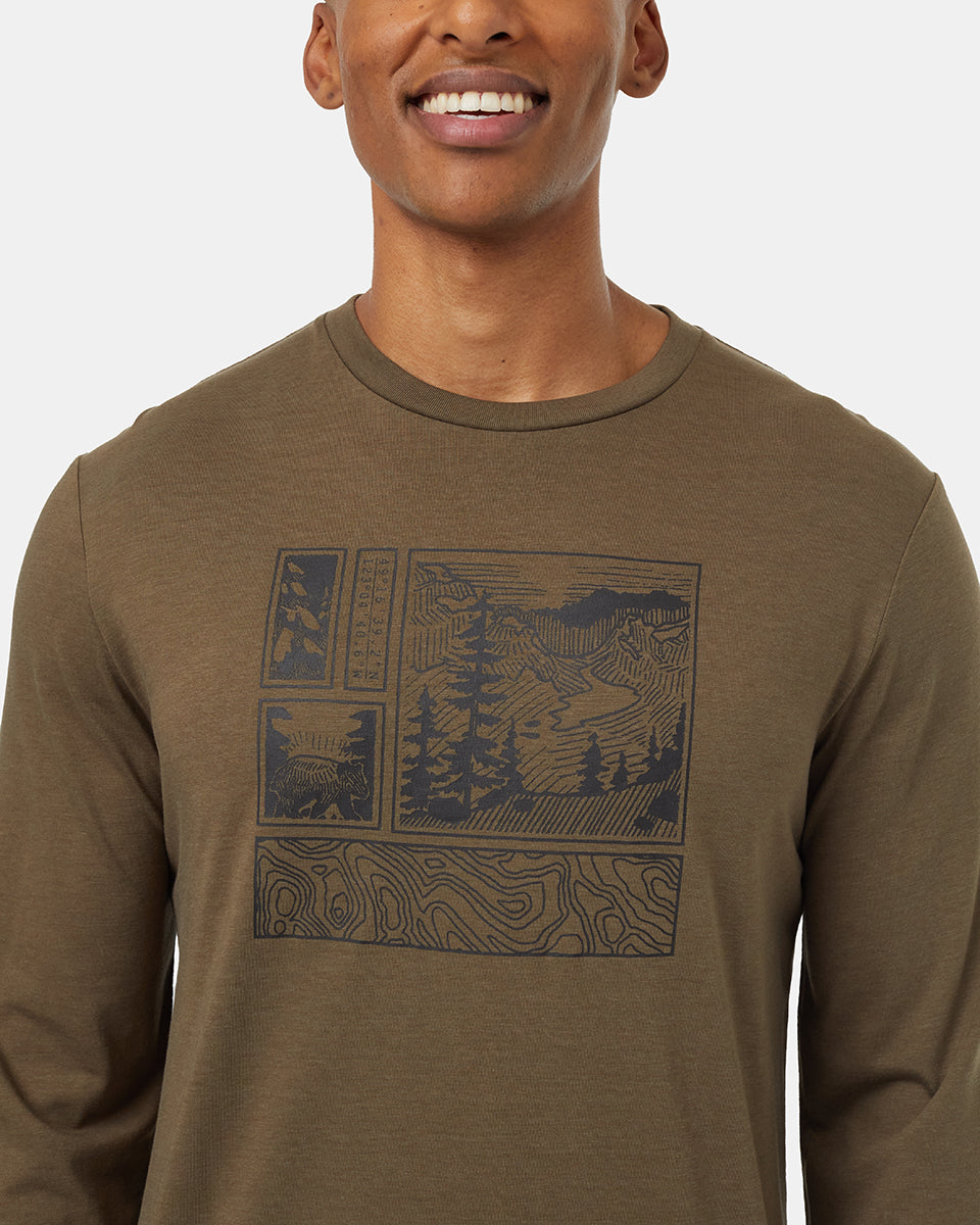 Tentree Men's Topography Stamp Longsleeve - Tundra Meteorite Black