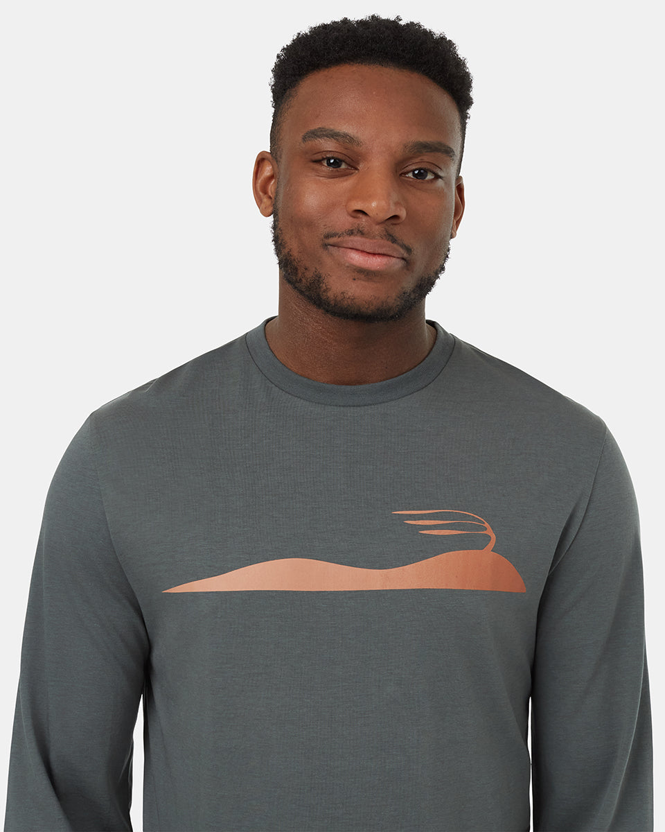 Tentree Men's Artist Series Landscape Longsleeve - Light Urban Green Copper Brown