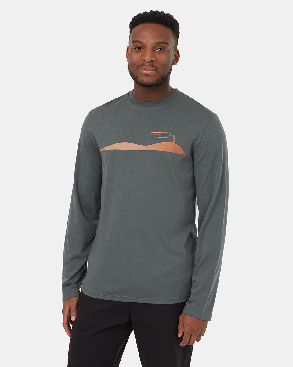 Tentree Men's Artist Series Landscape Longsleeve - Light Urban Green Copper Brown