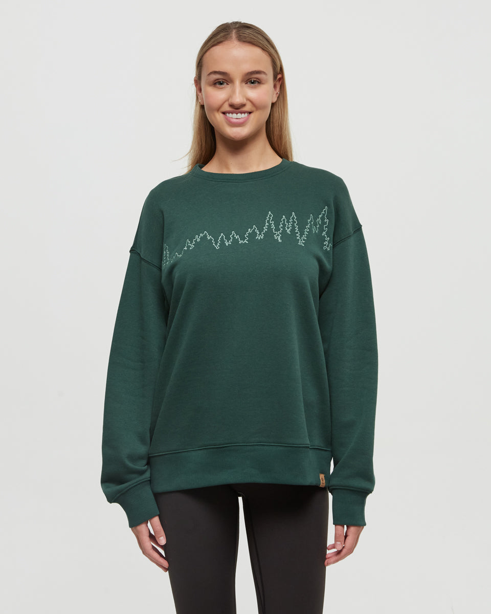 Tentree Women's Juniper Outline Crew - Forest Pine Jade