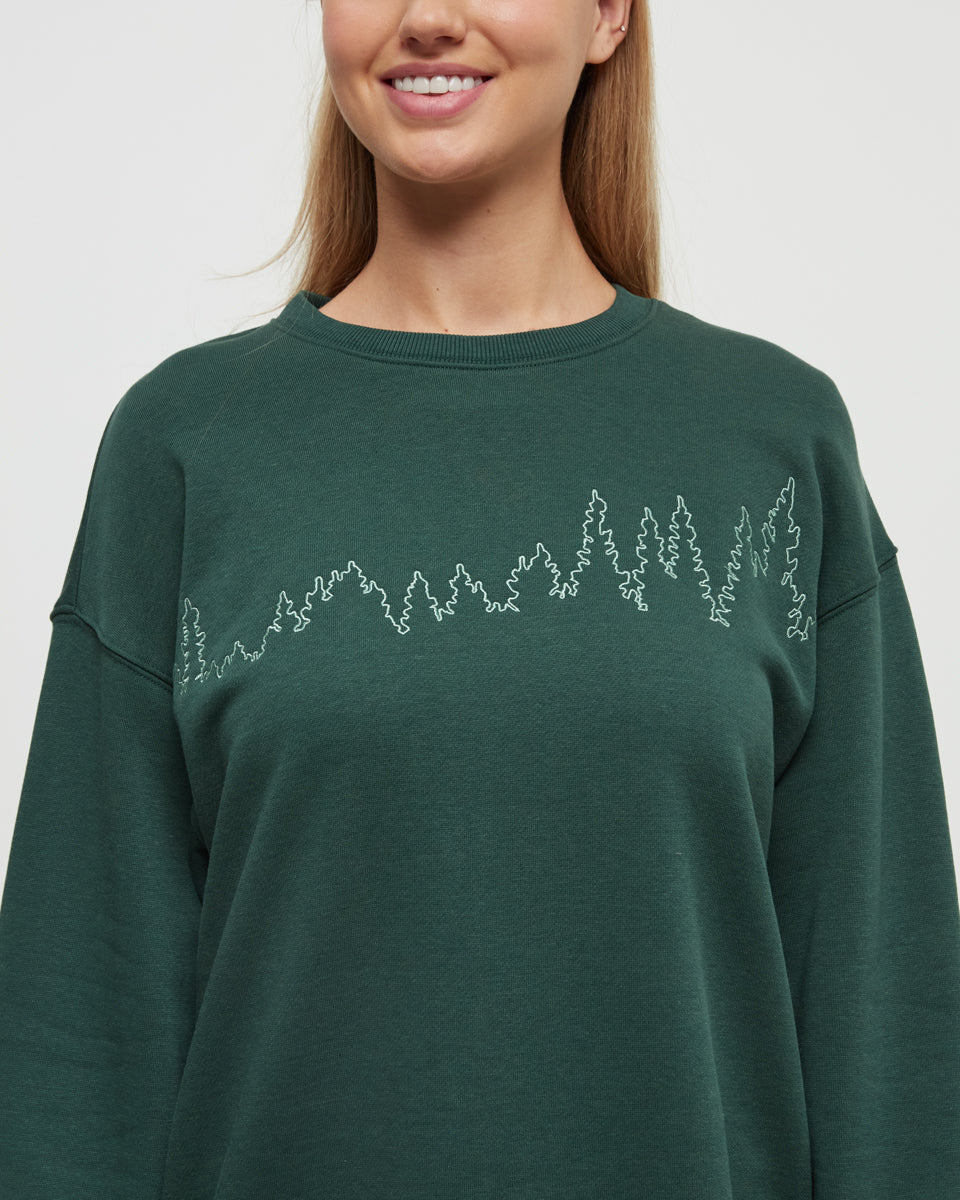 Tentree Women's Juniper Outline Crew - Forest Pine Jade
