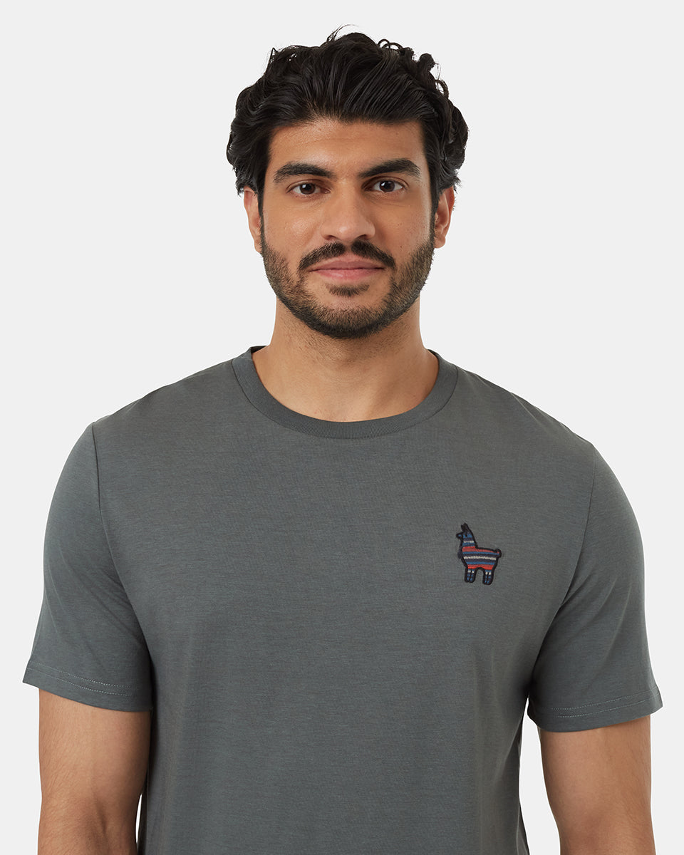 Tentree Men's Peru Embroidered Llama T-Shirt - Light Urban Green Tide