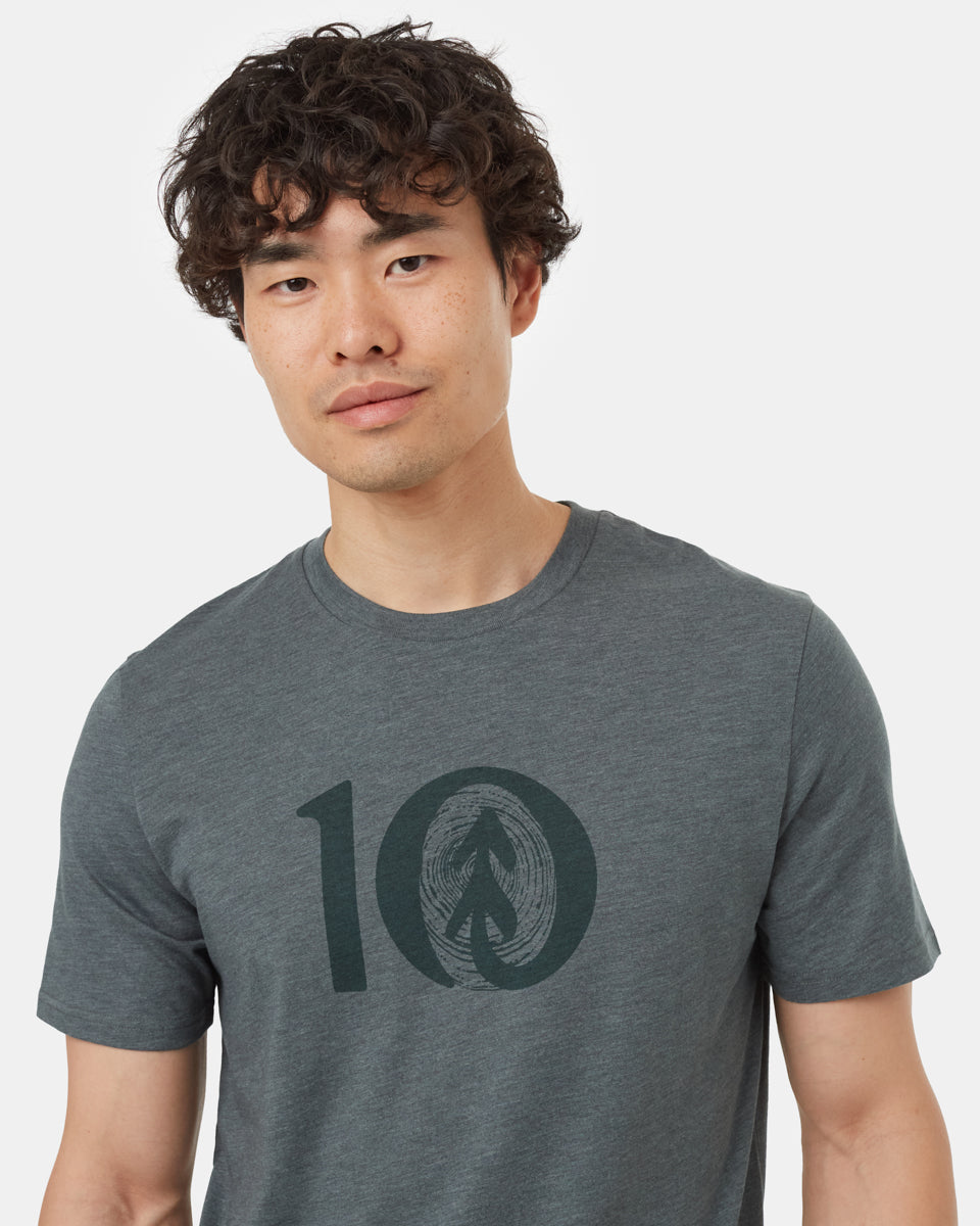 Tentree Men's Woodgrain Ten T-Shirt - Urban Green Heather Dark Tonal Green