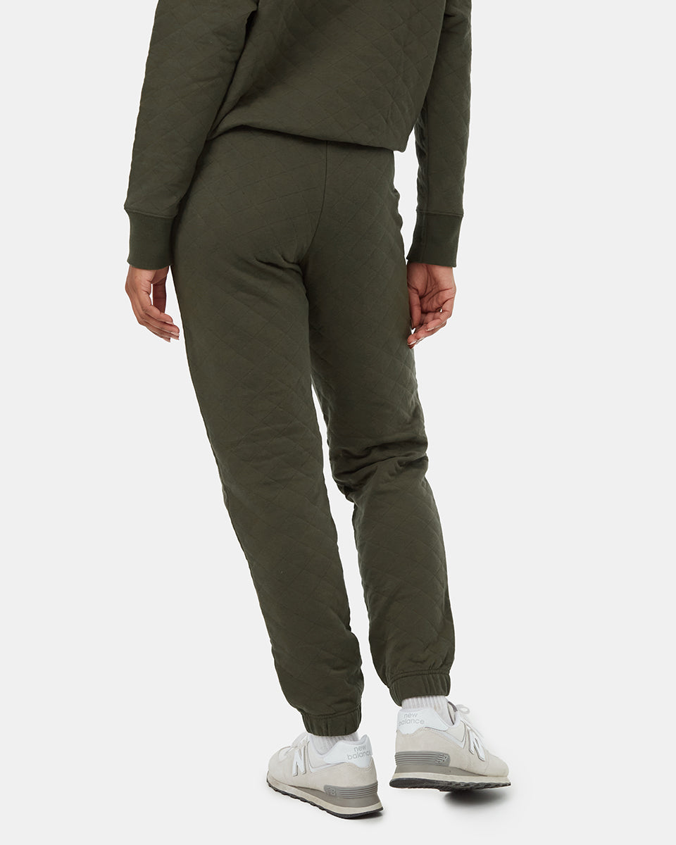 Tentree Women's Quilted Pant - Dark Kombu Green