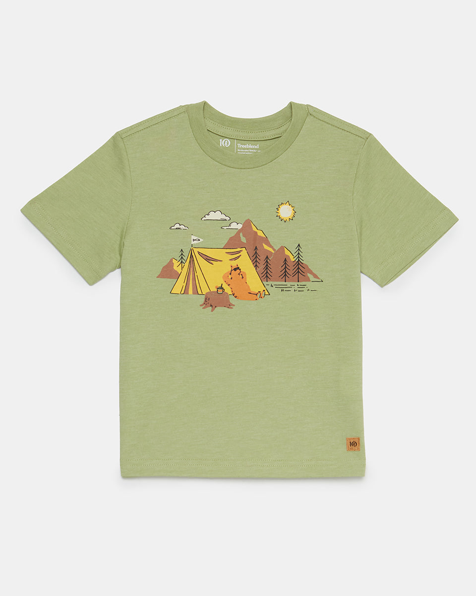 Tentree Kids Camping T-Shirt - Light Sage Heather Mimosa