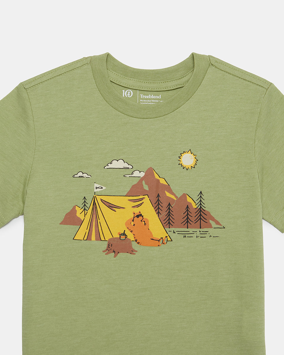 Tentree Kids Camping T-Shirt - Light Sage Heather Mimosa