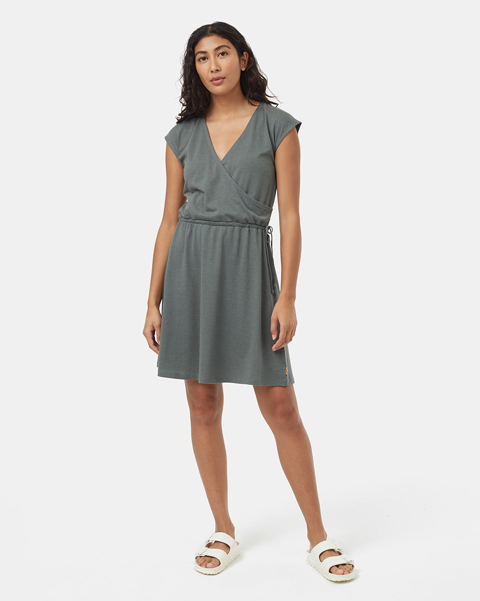 Tentree Women's TreeBlend Wrap Front Dress - Light Urban Green