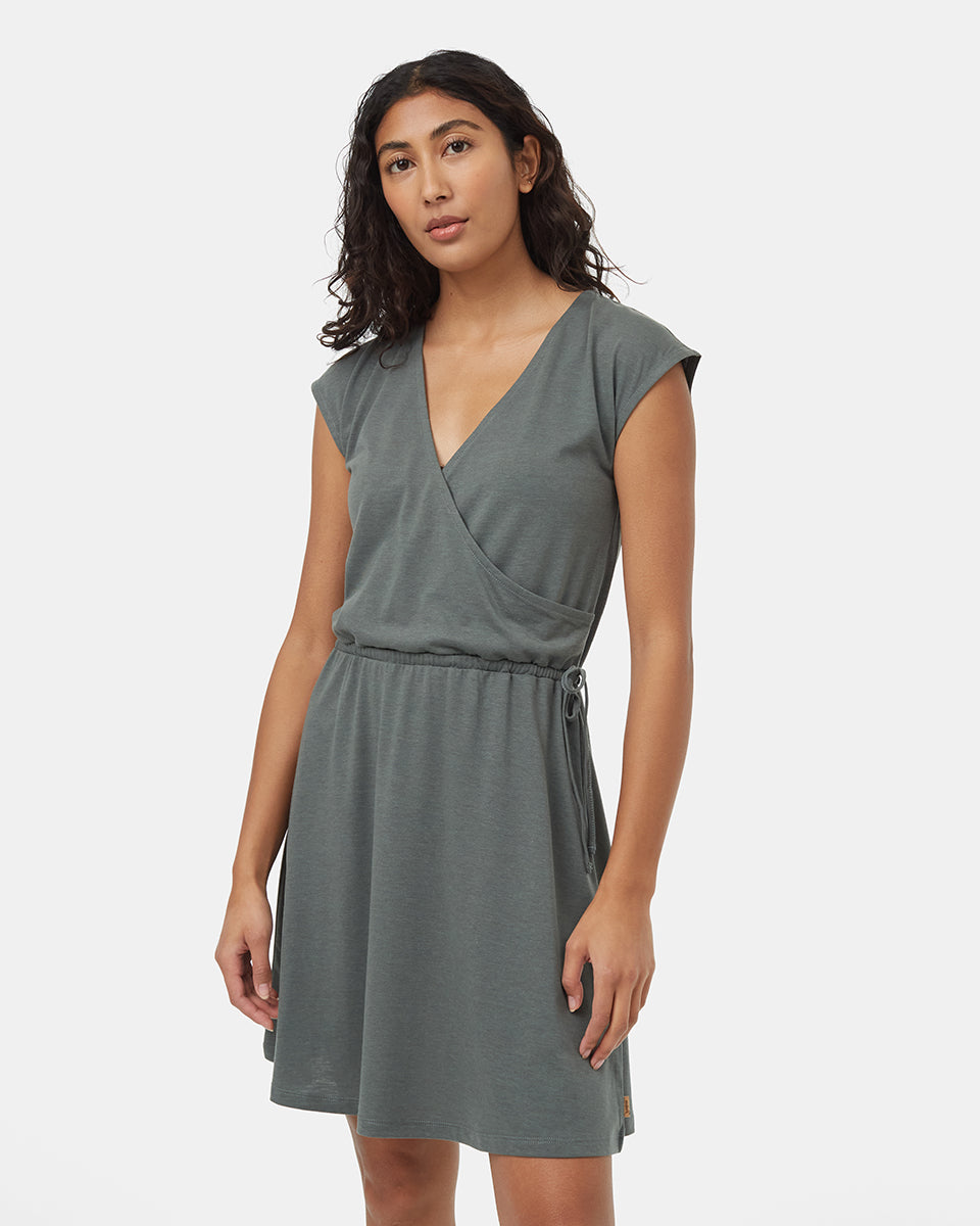 Tentree Women's TreeBlend Wrap Front Dress - Light Urban Green