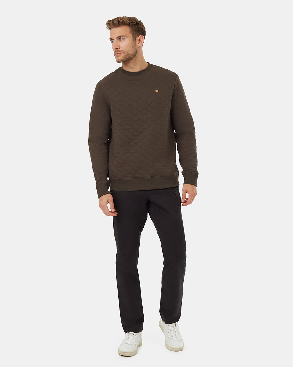 Tentree Men's Quilted Classic Crew - Black Olive Green