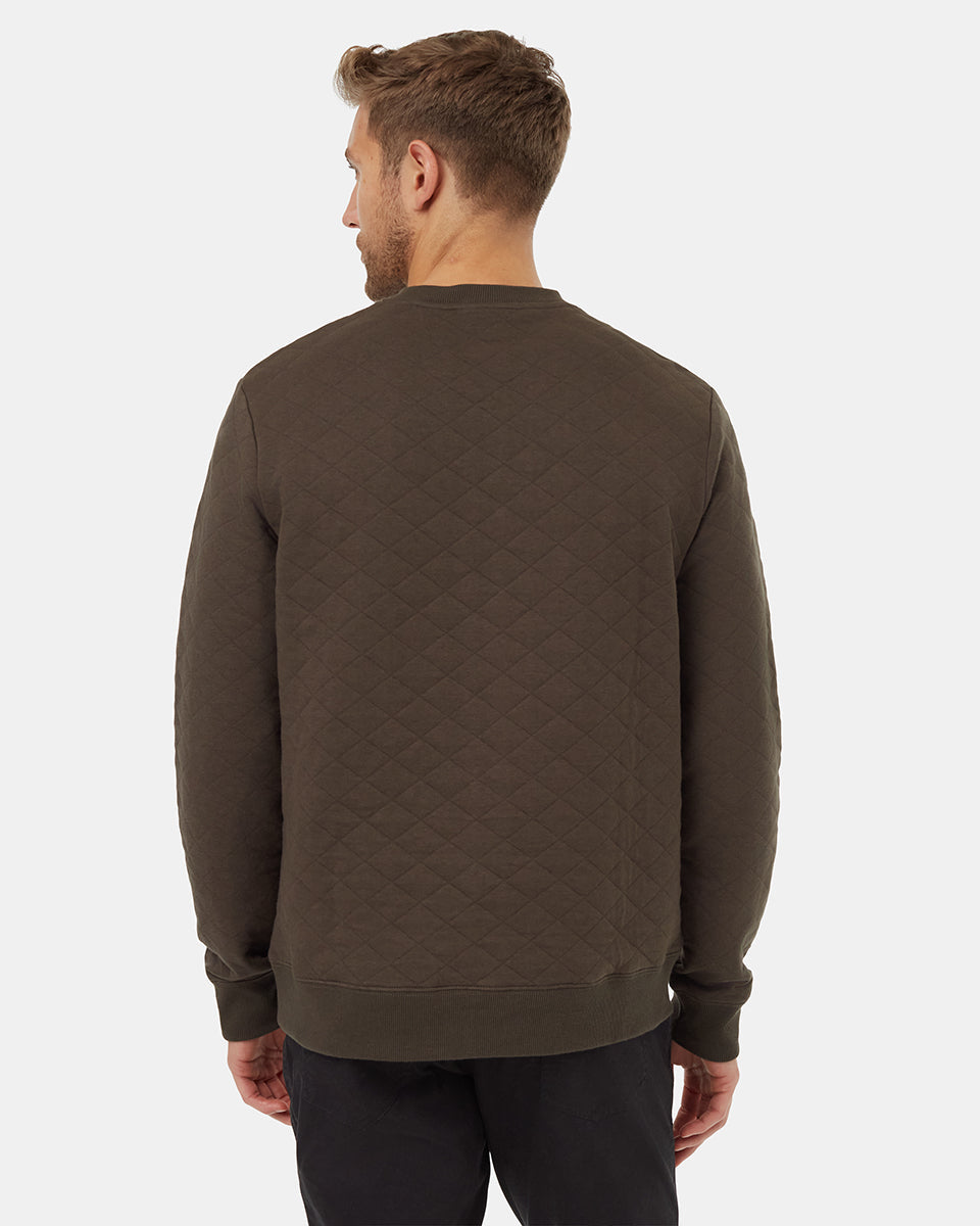 Tentree Men's Quilted Classic Crew - Black Olive Green