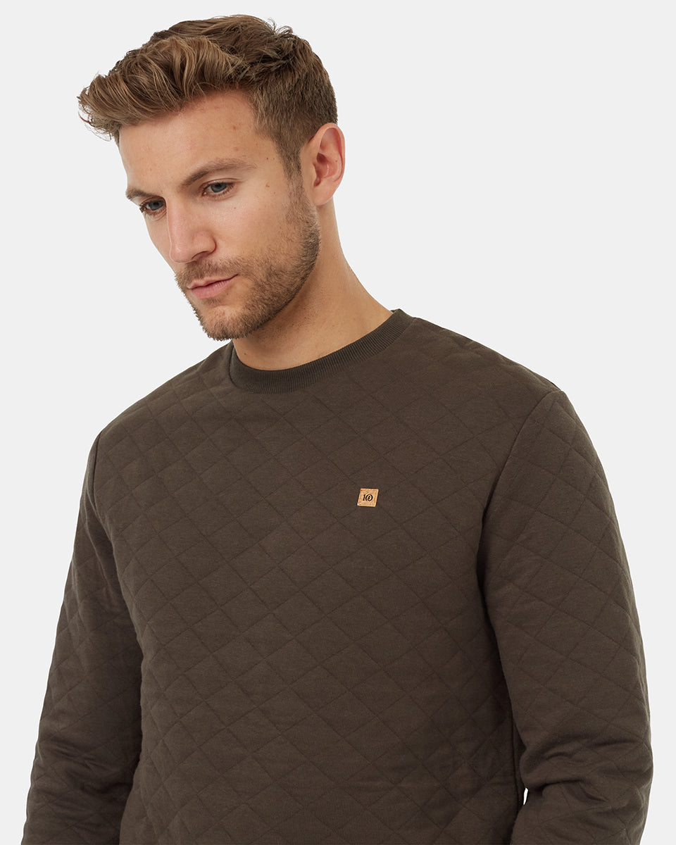 Tentree Men's Quilted Classic Crew - Black Olive Green