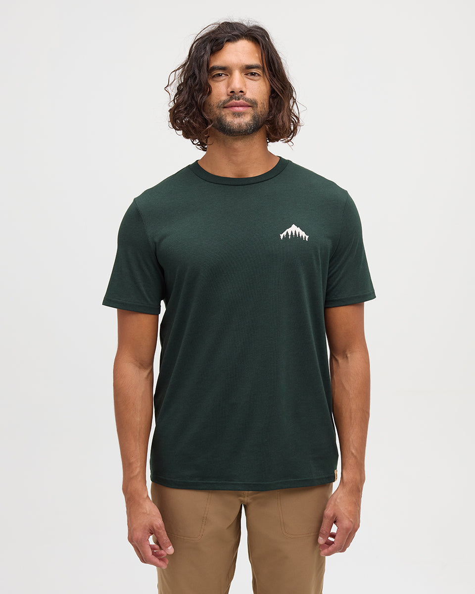 Tentree Men's Think Outside T-Shirt - Dark Forest Green Vintage White