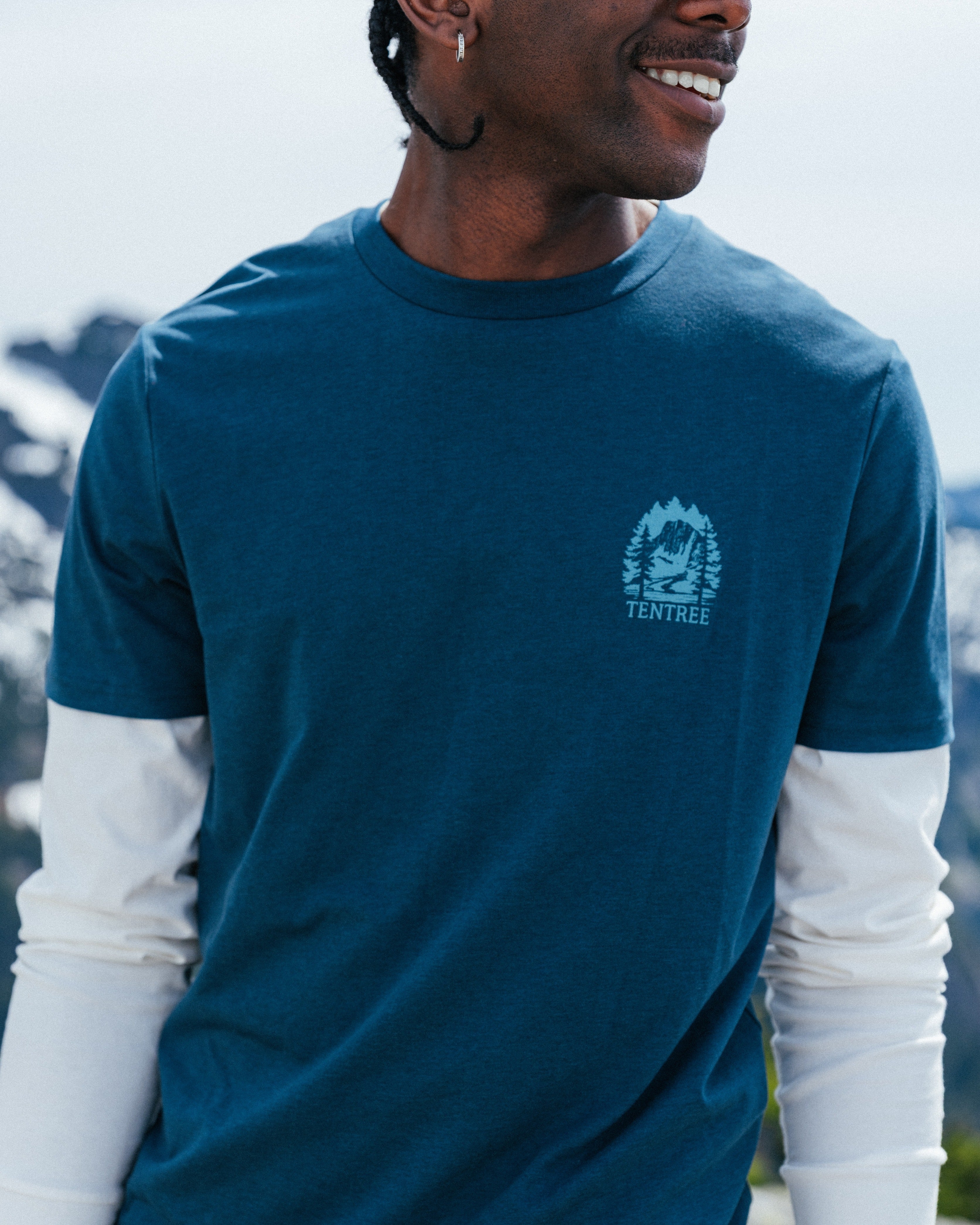 Tentree Men's Summit Sight T-Shirt - Pacific Teal Alpine Blue