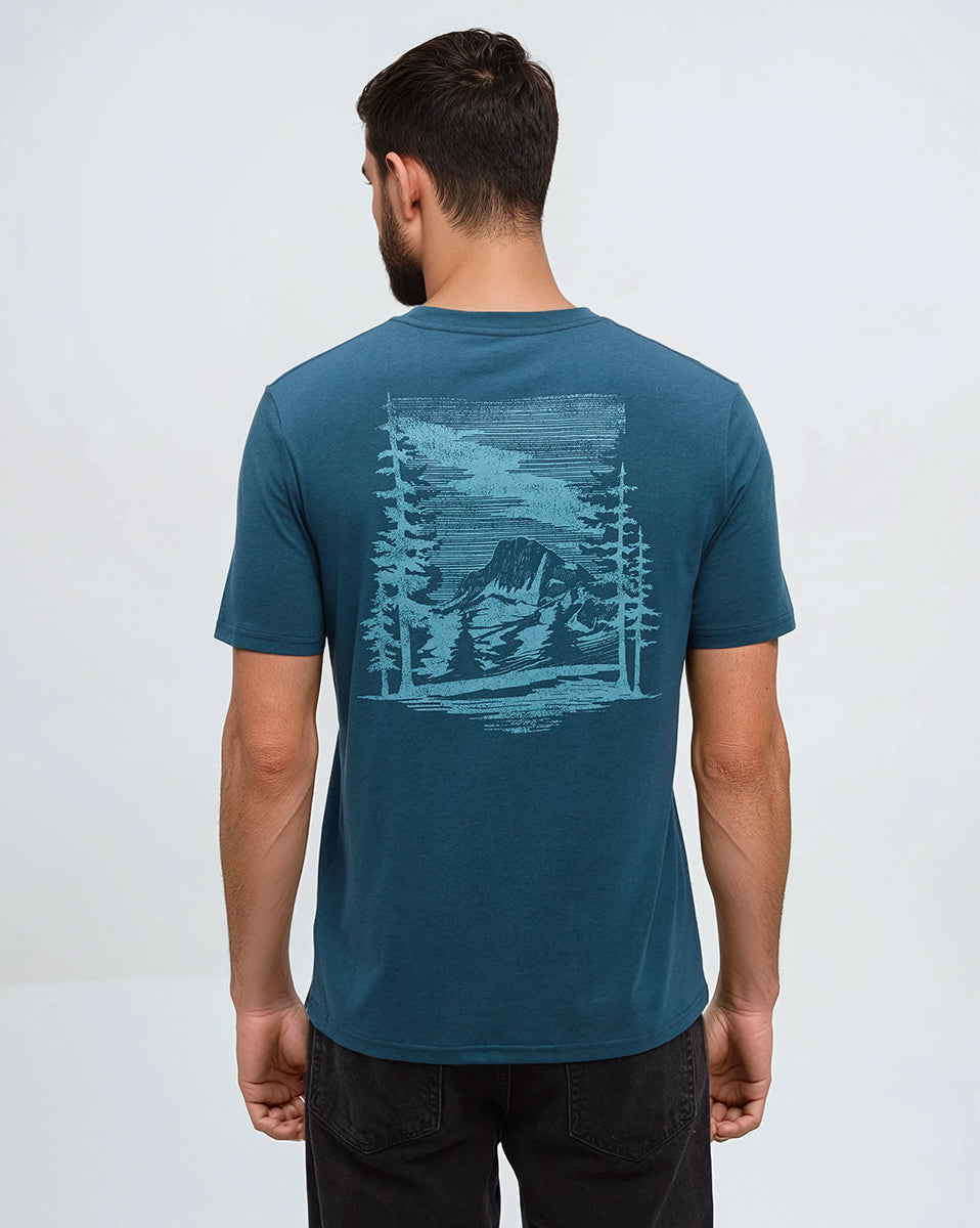 Tentree Men's Summit Sight T-Shirt - Pacific Teal Alpine Blue