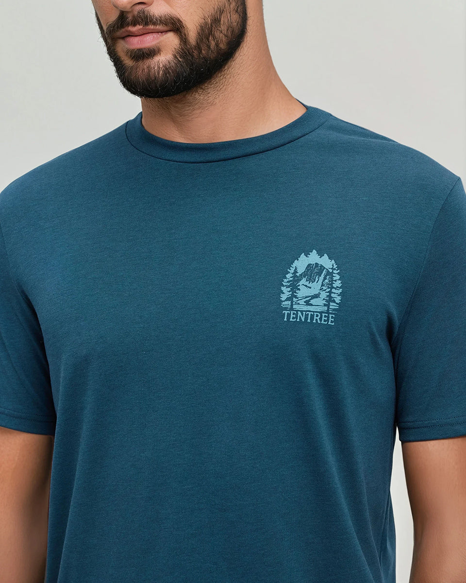 Tentree Men's Summit Sight T-Shirt - Pacific Teal Alpine Blue