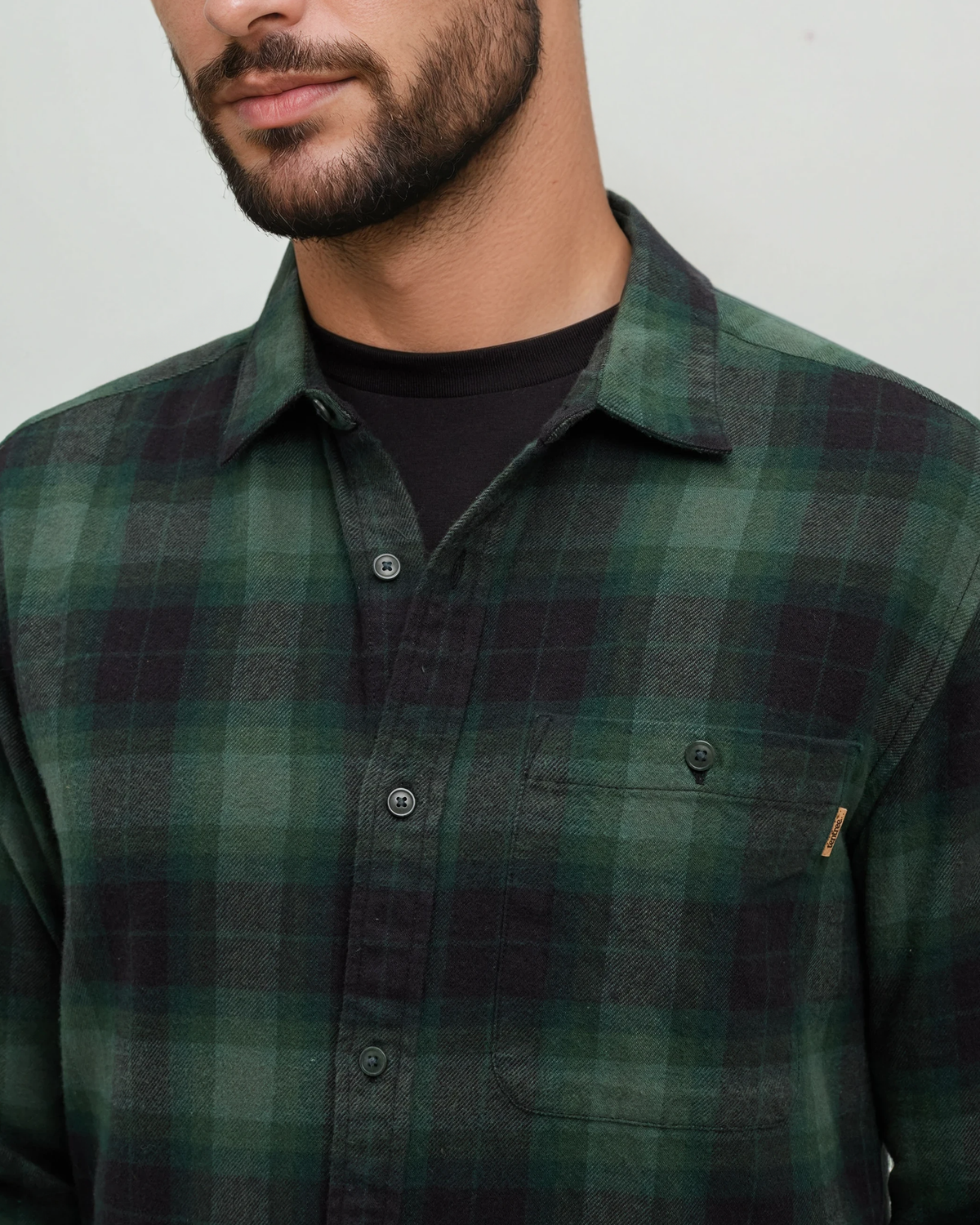 Tentree Men's Forest Flannel Shirt - Dark Forest Green Storm Plaid