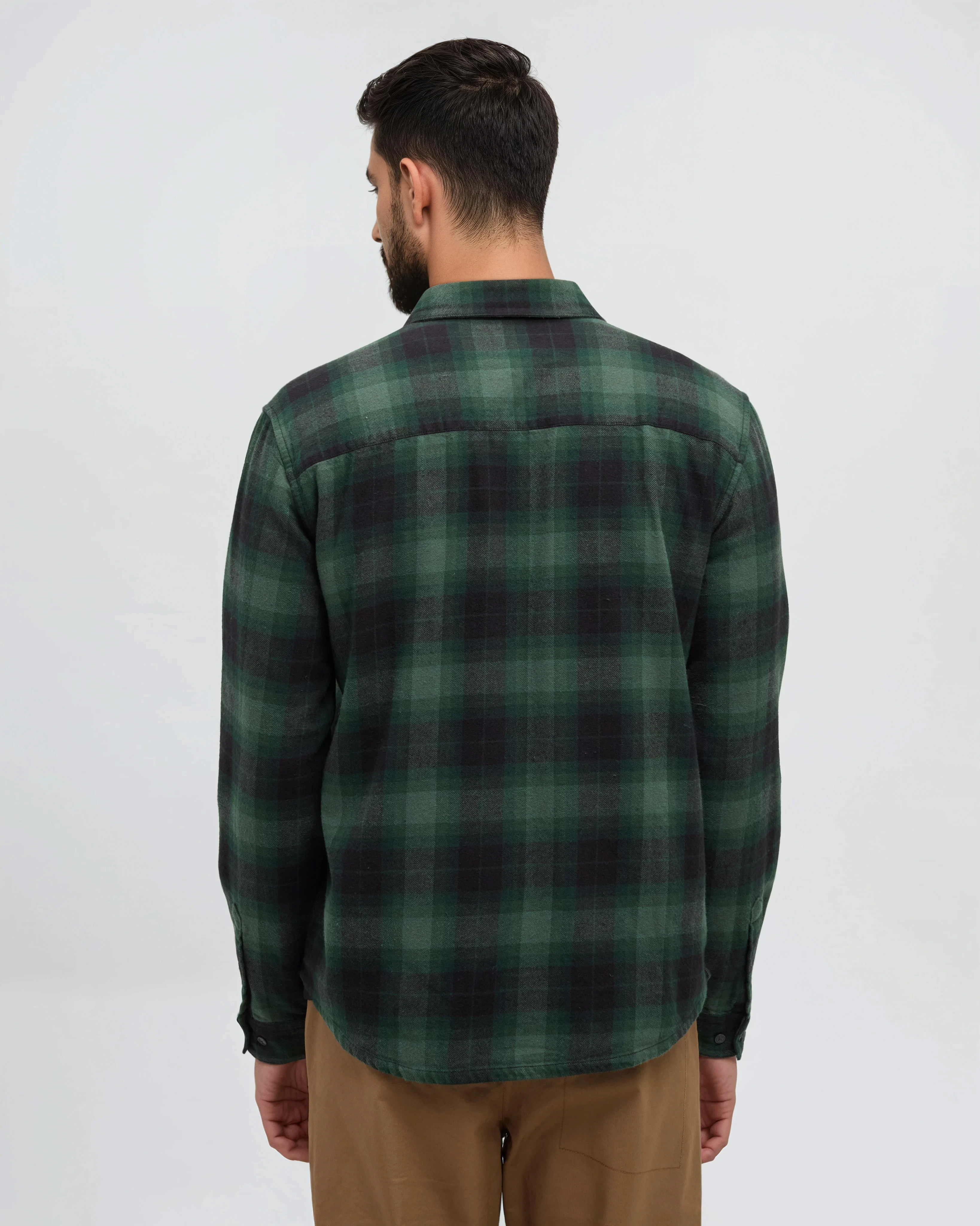 Tentree Men's Forest Flannel Shirt - Dark Forest Green Storm Plaid