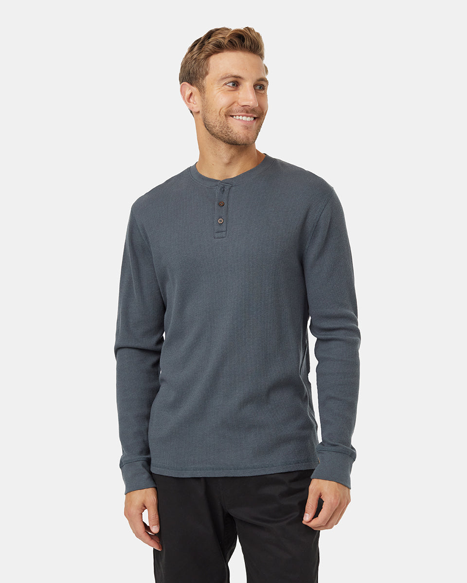 Tentree Men's Freemont Henley - Forest River Green