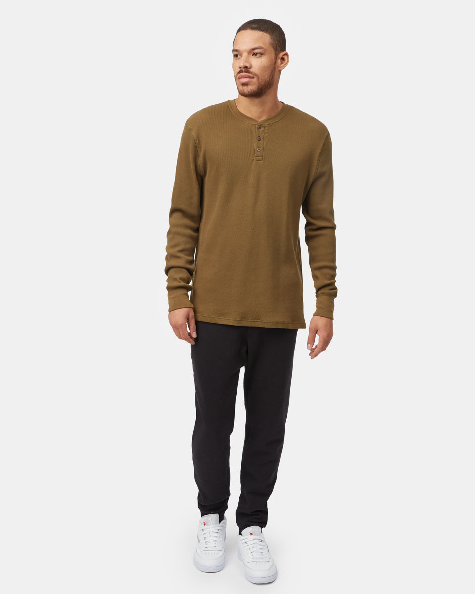 Tentree Men's TreeWaffle Henley Longsleeve - Uniform Green