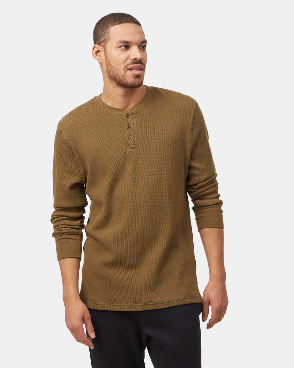 Tentree Men's TreeWaffle Henley Longsleeve - Uniform Green