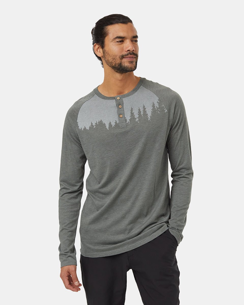Tentree Men's TreeBlend Baker Henley Longsleeve - Mineral Heather White