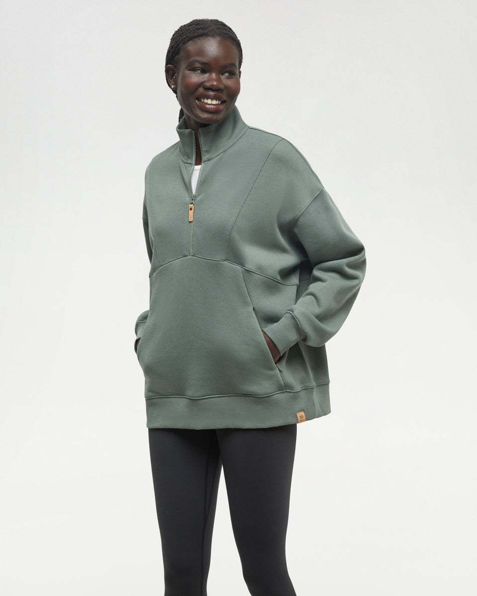 Tentree Women's Finlayson 1/4 Zip - Agave Green