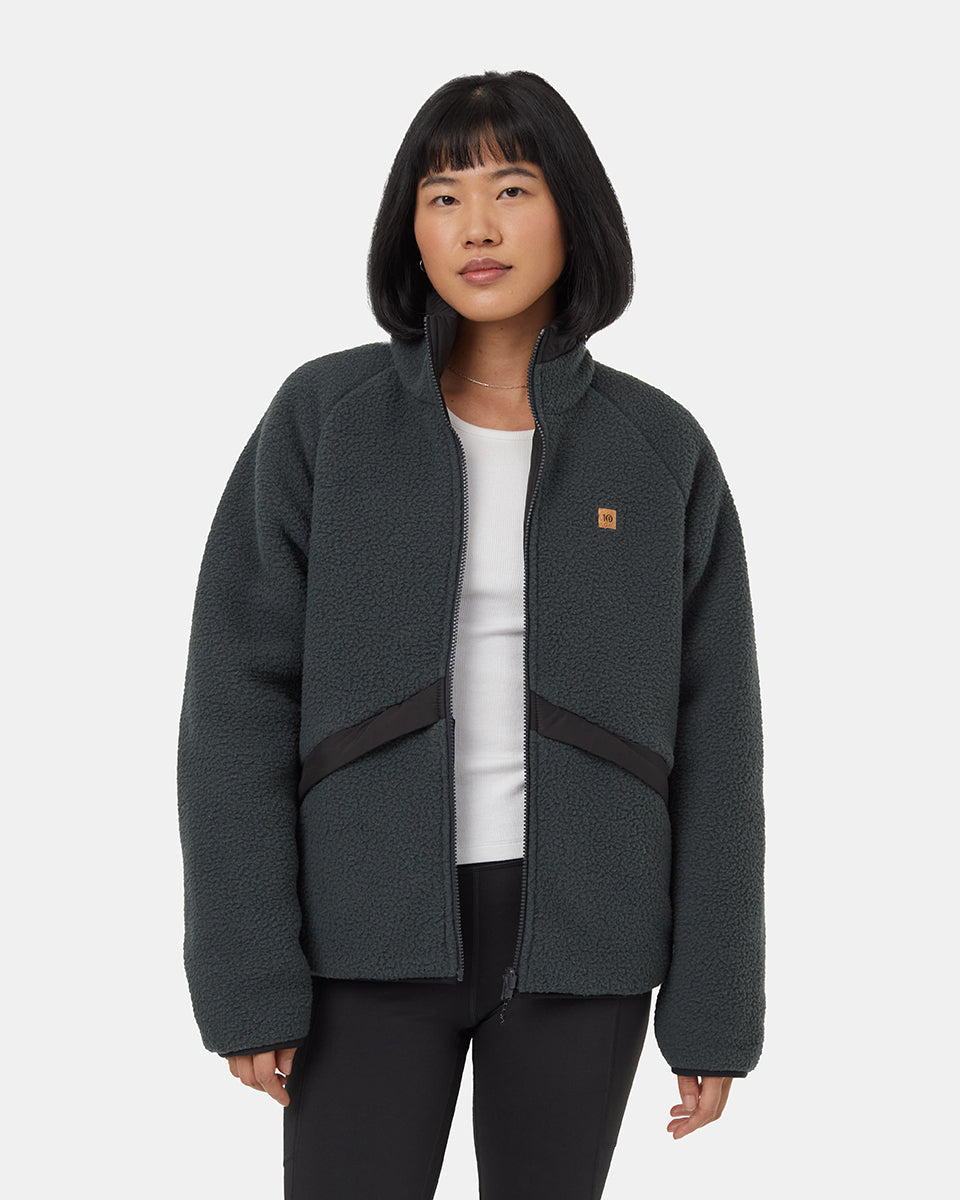 Tentree Women's EcoLoft Reversible Short Jacket - Forest River Green Meteorite Black