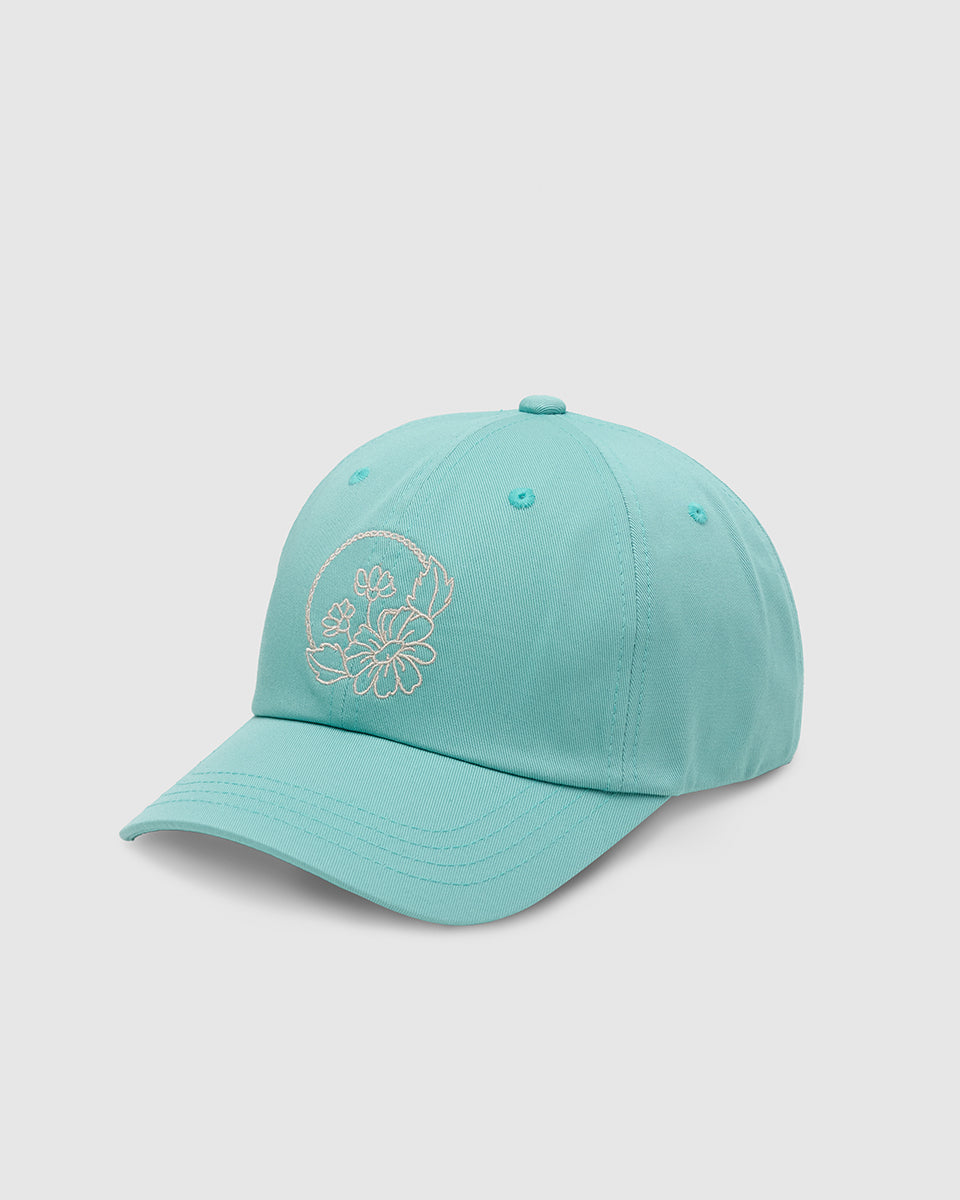 Tentree Daisy Embroidery Peak Hat - Turquoise Sky White Oak