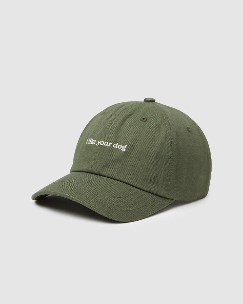 Tentree Slogan Peak Hat - Deep Olive I Like Your Dog