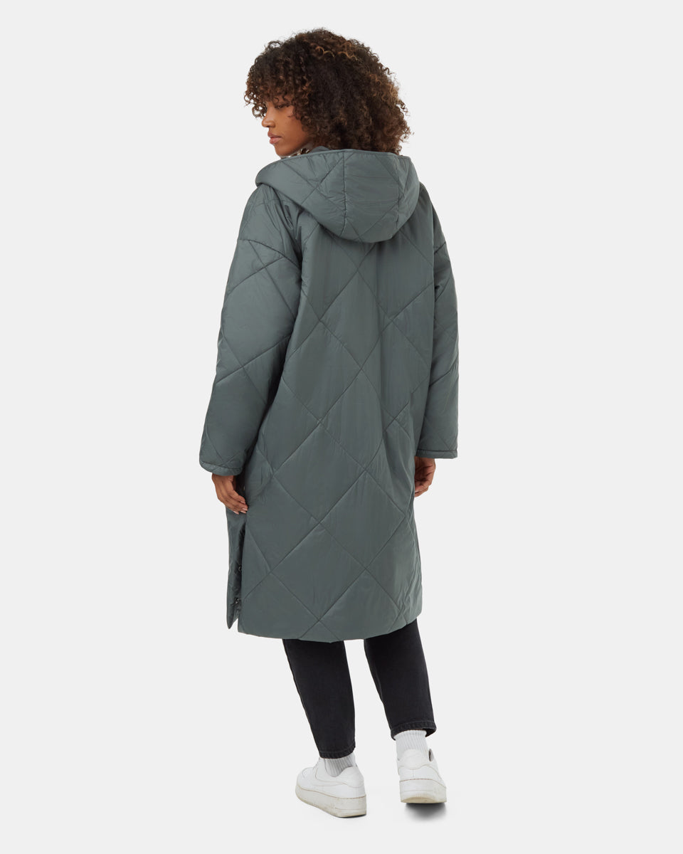 Tentree Women's Cloud Shell Quilted Hooded Jacket - Urban Green