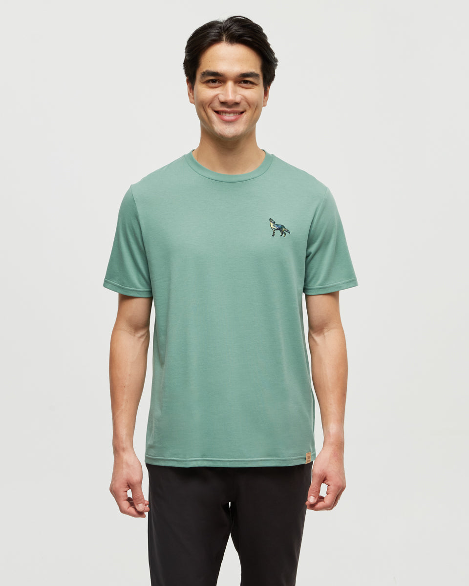 Tentree Men's Boreal Wildlife T-Shirt - Jade Boreal Wolf