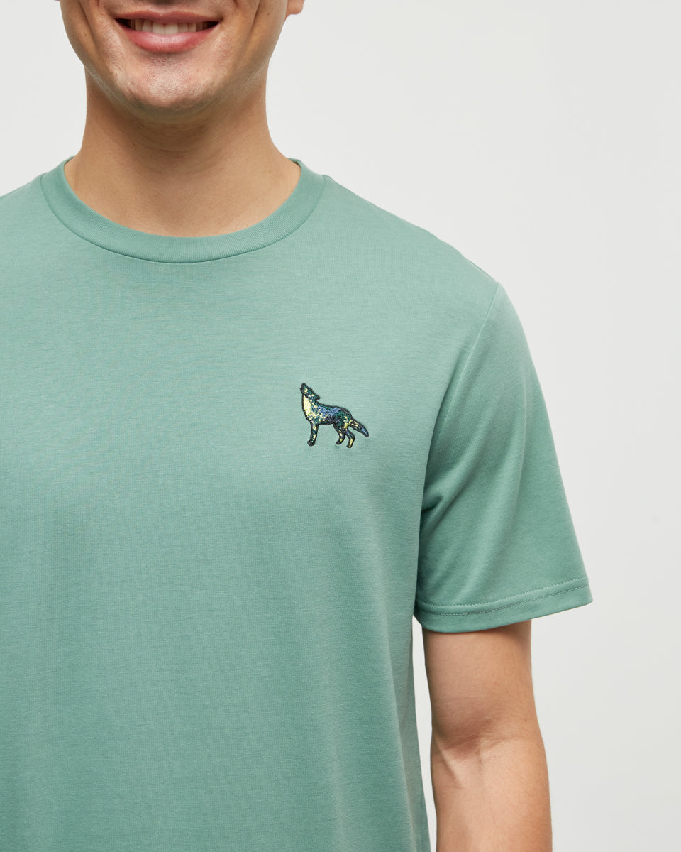 Tentree Men's Boreal Wildlife T-Shirt - Jade Boreal Wolf