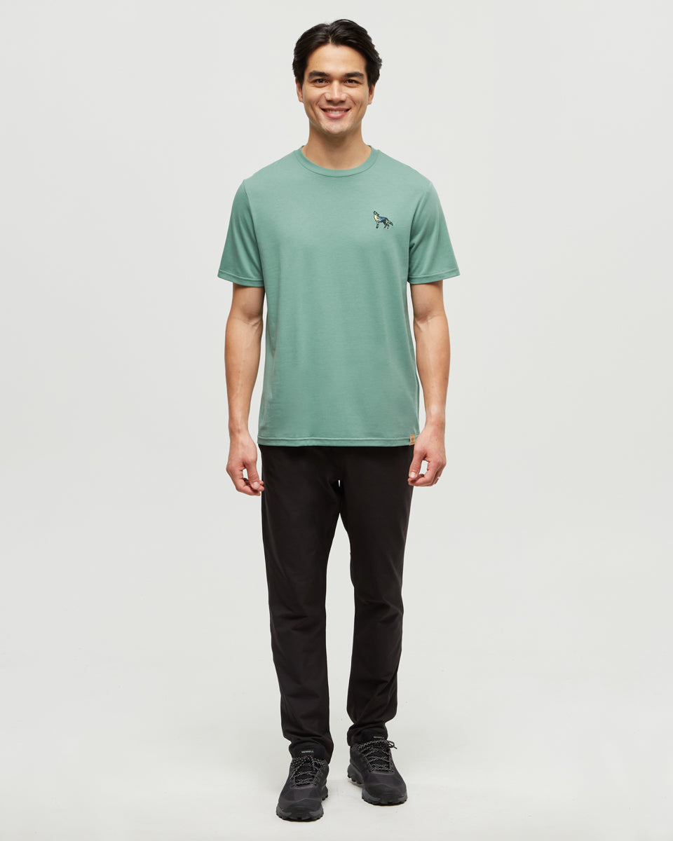Tentree Men's Boreal Wildlife T-Shirt - Jade Boreal Wolf