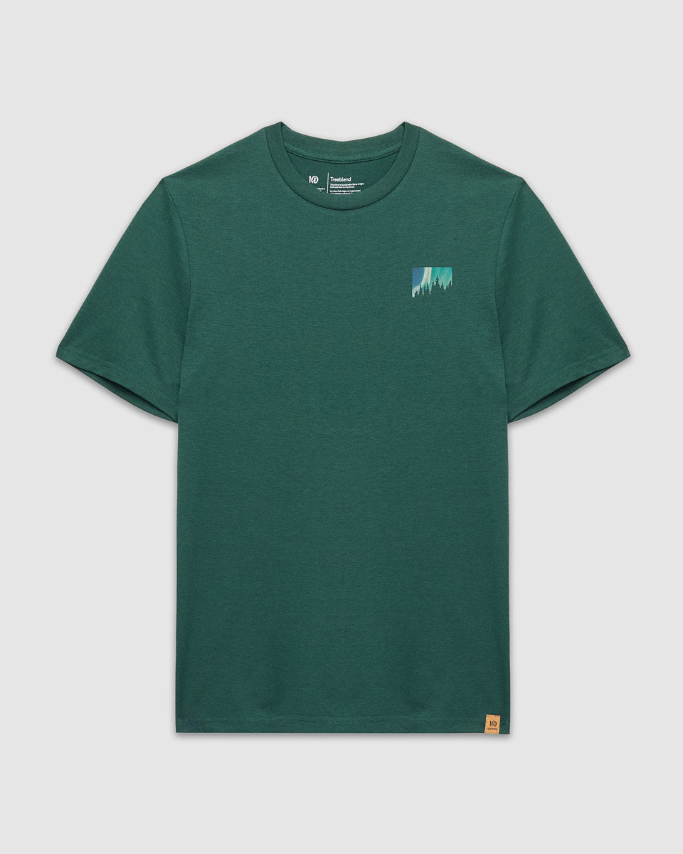 Tentree Men's Northern Aurora T-Shirt - Forest Pine Aurora Treeline