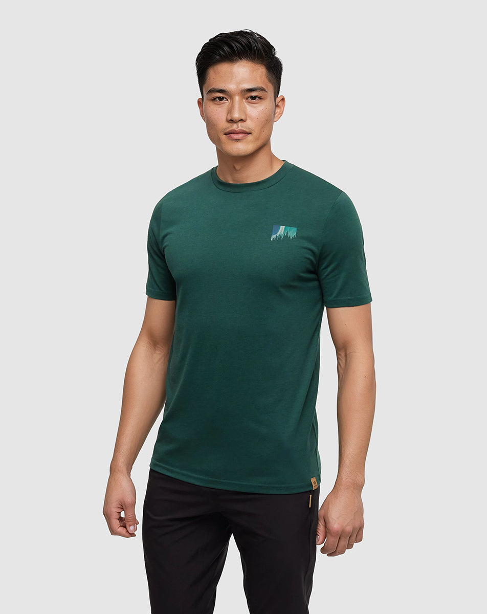 Tentree Men's Northern Aurora T-Shirt - Forest Pine Aurora Treeline