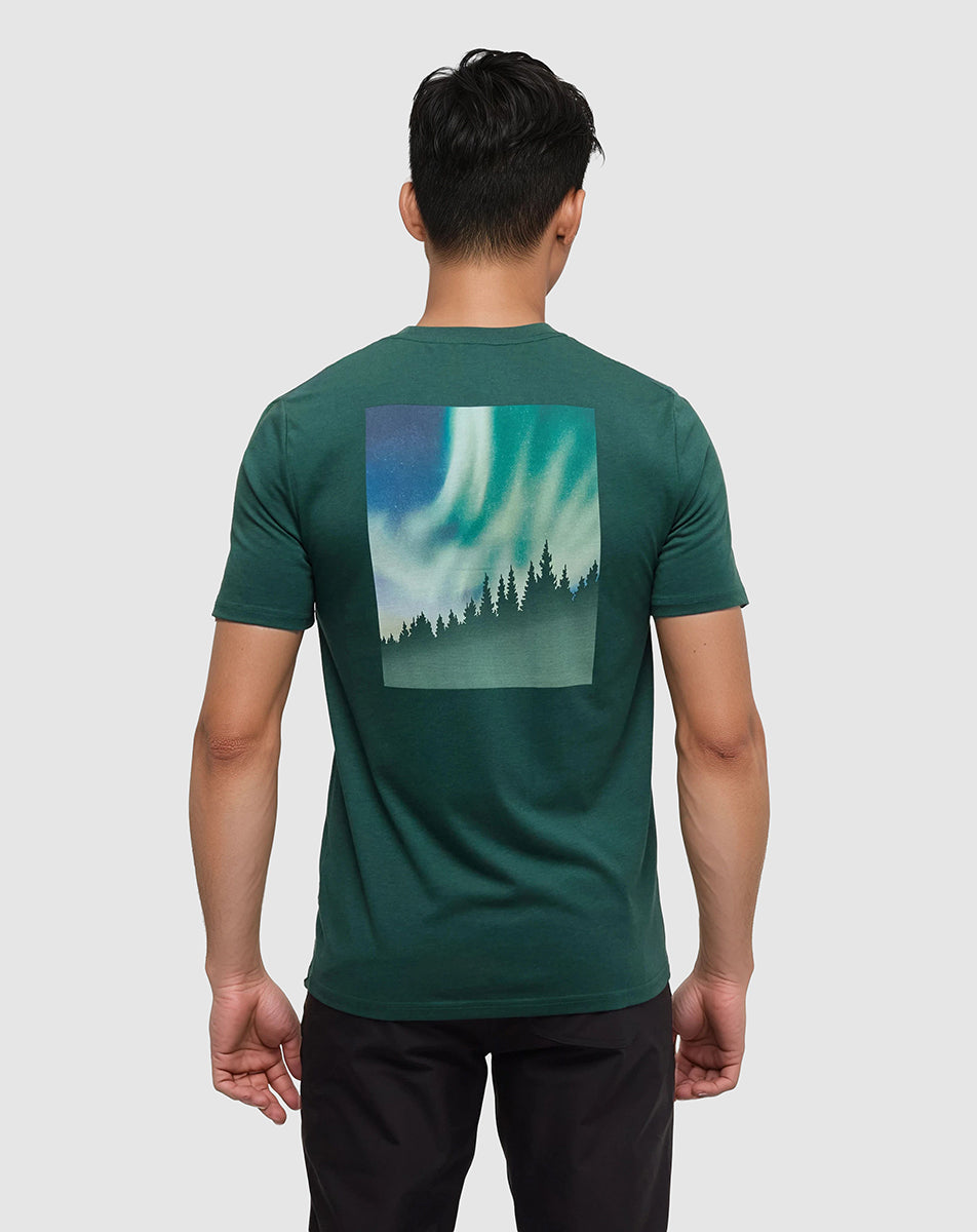 Tentree Men's Northern Aurora T-Shirt - Forest Pine Aurora Treeline