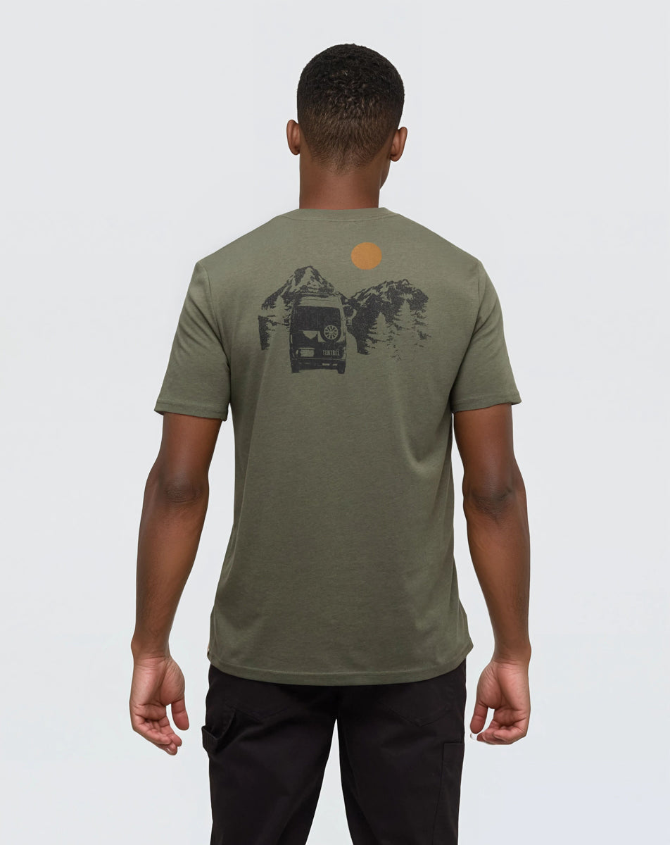 Tentree Men's Mountain Pass T-Shirt - Deep Olive Meteorite Black