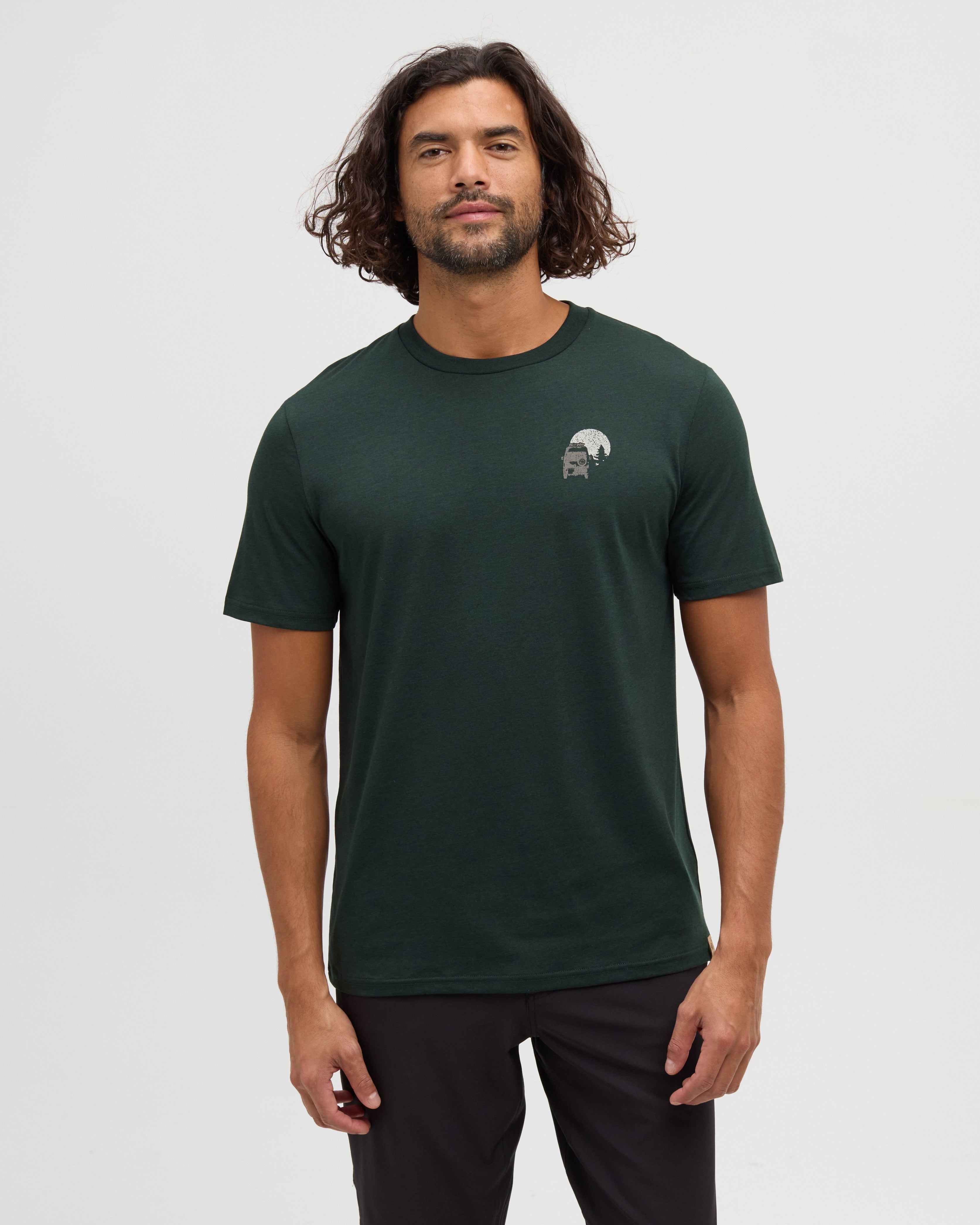 Tentree Men's Mountain Pass T-Shirt - Dark Forest Green Ashwood